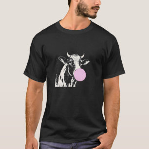 Koe die roze kauwgom kauwt, grappige koe liefhebbe t-shirt