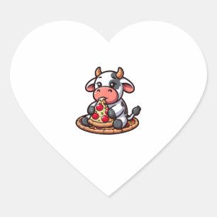 Koe Dier Eten Pizza Margherita Maaltijd Foodies _3 Hart Sticker