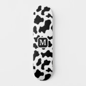 Koe Dierenprint Gevlekt Zwart-wit Monogram Skateboard (Voorkant)