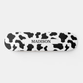Koe Dierenprint Gevlekt Zwart & Wit Naam Skateboard (Horizontaal)