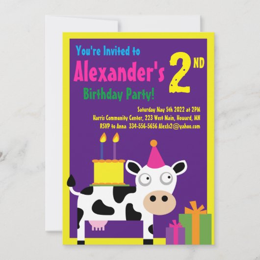 Koe dierentuin bij de geboorte van Kind Kaart (Voorkant)