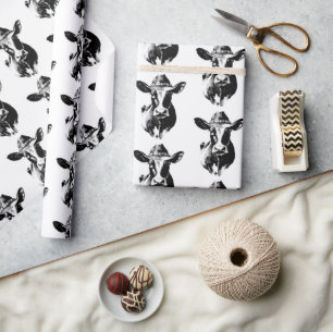 Koe Dragen Cowboy Pet Western Boerderij Thema Cadeaupapier