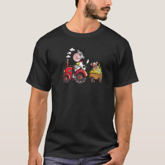 Koe drijft tractor voor boerderijdieren t-shirt
