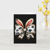 Koe Easter Bunny Ears Sticker Kaart (Gele Bloem)