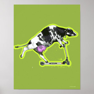 Koe Een scooter uitlijnen Poster