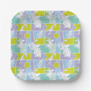 Koe- en Chicken Color Block Pattern Papieren Bordje