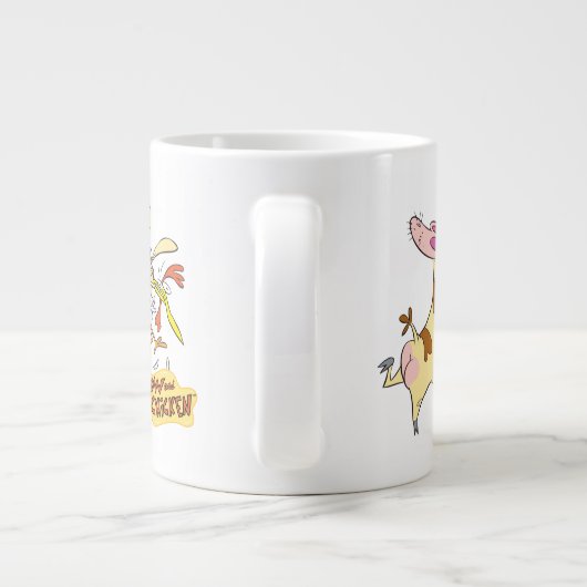 Koe en Chicken Hug Graphic Extra Grote Beker (Achterkant)