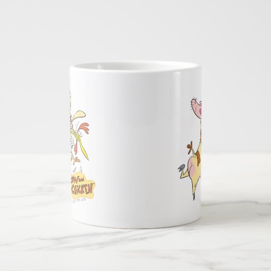Koe en Chicken Hug Graphic Extra Grote Beker (Voorkant)
