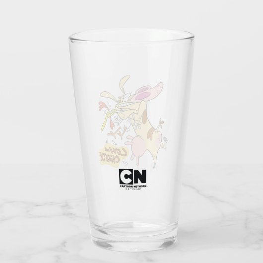 Koe en Chicken Hug Graphic Glas (Achterkant)