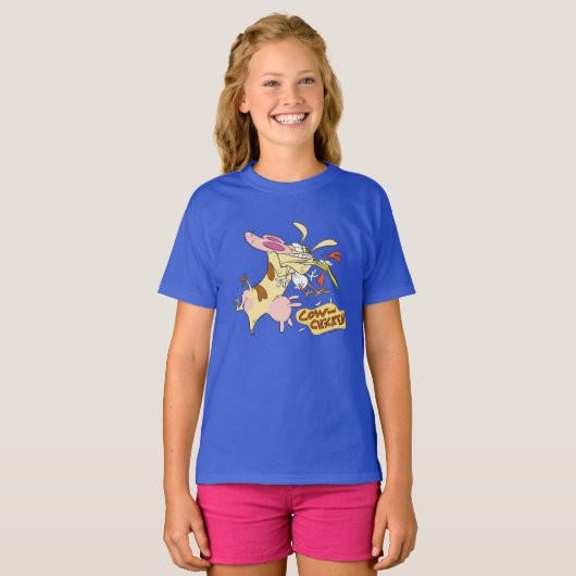 Koe en Chicken Hug Graphic T-shirt (Voorkant volledig)