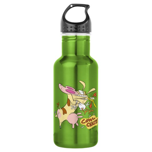 Koe en Chicken Hug Graphic Waterfles (Voorkant)