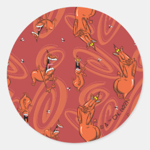 Koe en Chicken Red Guy Pattern Ronde Sticker