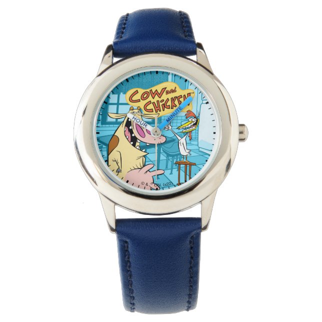 Koe en kip glimlachend grafisch horloge (Voorkant)