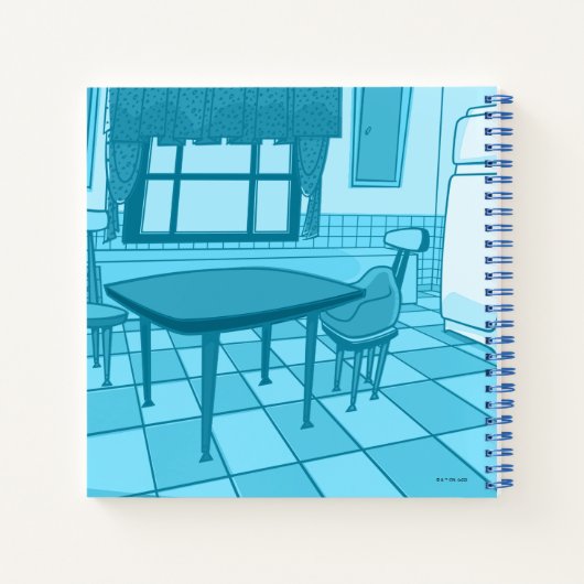 Koe en kip glimlachend grafisch notitieboek (Achterkant)