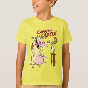 Koe en kip glimlachend grafisch t-shirt