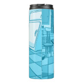 Koe en kip glimlachend grafisch thermosbeker (Achterkant)