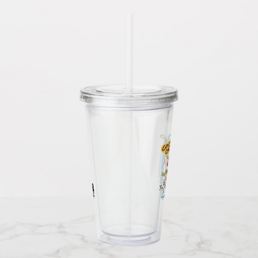 Koe en kippen lachen Grafisch Acryl Drinkbeker (Rechts)