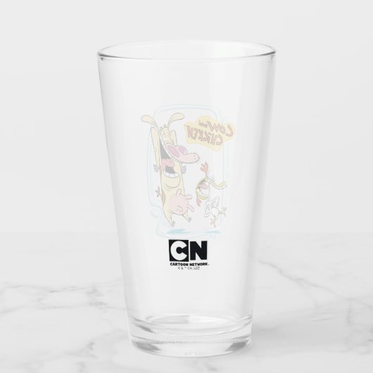 Koe en kippen lachen Grafisch Glas (Achterkant)