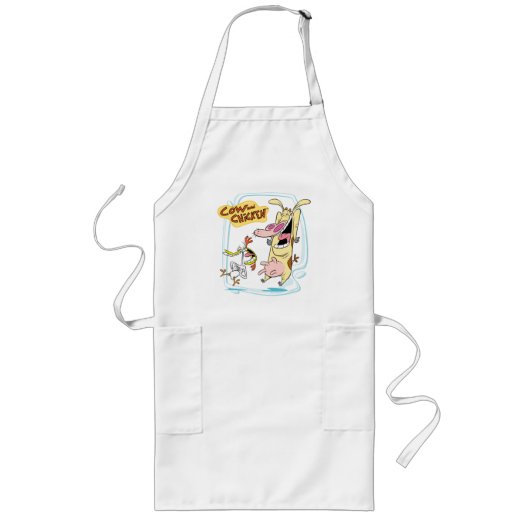 Koe en kippen lachen Grafisch Lang Schort (Voorkant)