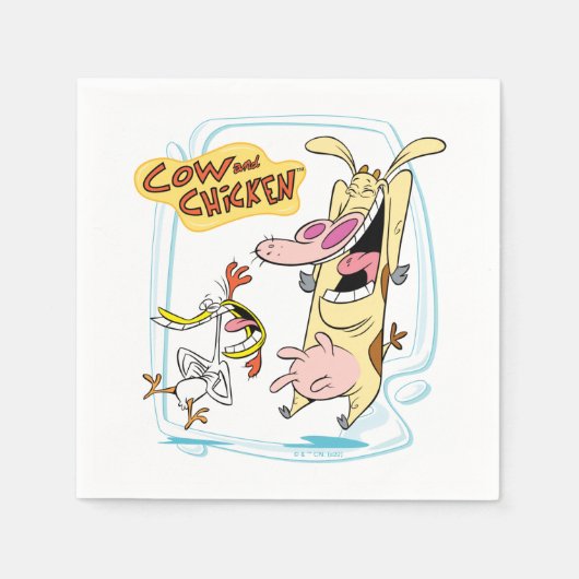 Koe en kippen lachen Grafisch Servet (Voorkant)