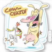 Koe en kippen lachen Grafisch Sticker (Voorkant)