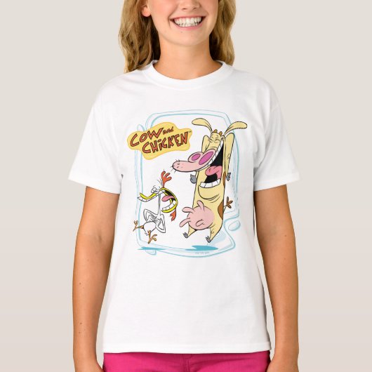 Koe en kippen lachen Grafisch T-shirt (Voorkant)