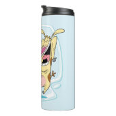 Koe en kippen lachen Grafisch Thermosbeker (Geroteerd rechts)