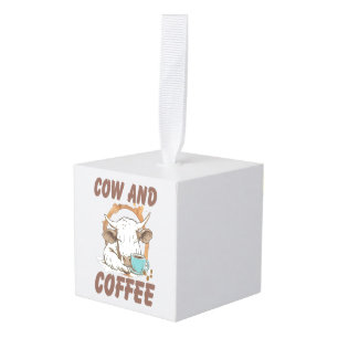 Koe en koffie Png, Grappig westers meisje Kubus Ornament