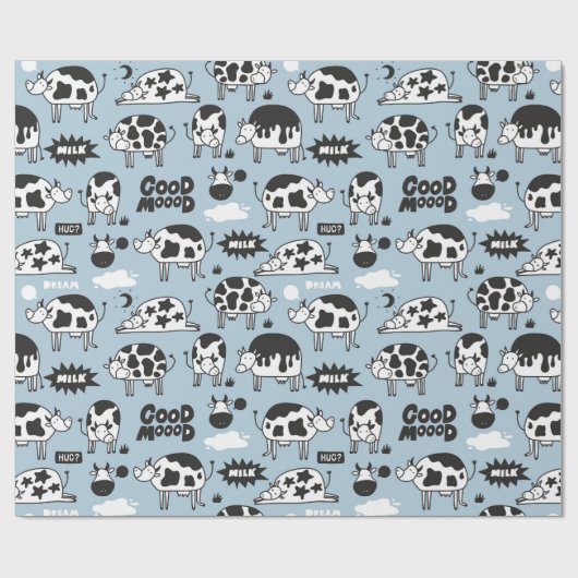 Koe en melk cadeaupapier (Vlak)