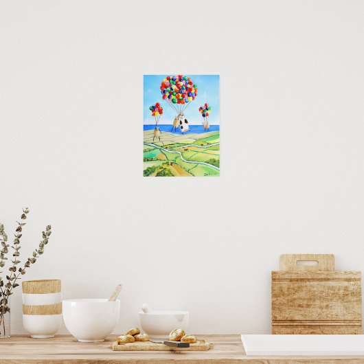 Koe- en schapenballonnen omhoog, omhoog en weg poster (Keuken)