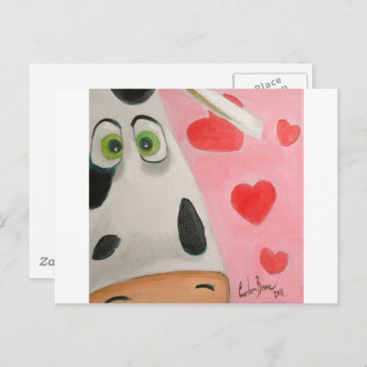 Koe Face Hearts Leuke Valentijnse afbeelding Feestdagenkaart (Voorkant / Achterkant)