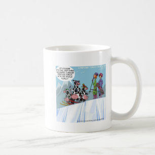 Koe Familie Sneeuw Skien Grappig Koffiemok