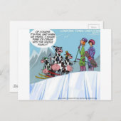 Koe Family Snow Skiing Funny Briefkaart (Voorkant / Achterkant)