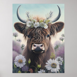 Koe Floral Highland Poster