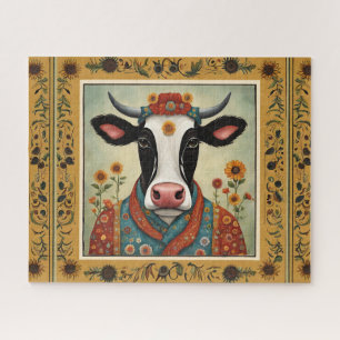 Koe Folk Art Floral Legpuzzel