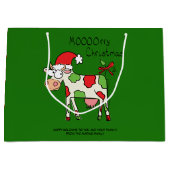 Koe Funny Cartoon kerstfeestdag Groot Cadeauzakje (Voorkant)