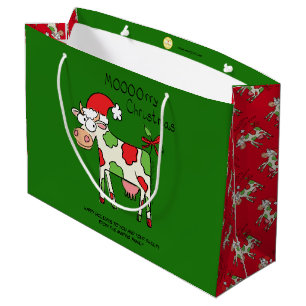 Koe Funny Cartoon kerstfeestdag Groot Cadeauzakje