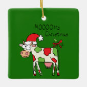Koe Funny Cartoon kerstfeestdag Keramisch Ornament (Voorkant)