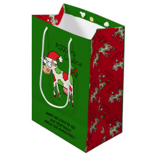 Koe Funny Cartoon kerstfeestdag Medium Cadeauzakje