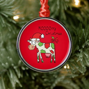 Koe Funny Cartoon kerstfeestdag Metalen Ornament