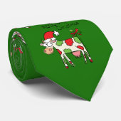 Koe Funny Cartoon kerstfeestdag Stropdas (Opgerold)