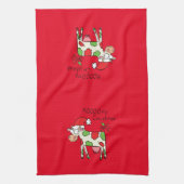 Koe Funny Cartoon kerstfeestdag Theedoek (Verticaal)