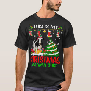 Koe Funny Cattle met kerstlampjes Kute Xmas T-shirt