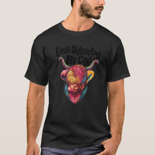 Koe gemakkelijk afgeleid door Schotse Hooglanders T-shirt
