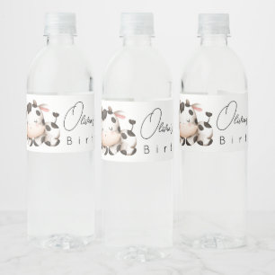 koe geslacht neutrale verjaardag waterfles etiket