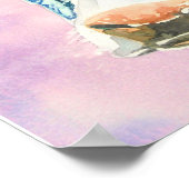 Koe gezicht met groene ogen waterverf schilderen poster (Hoek)