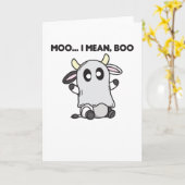 Koe Ghost Cute Kawaii Halloween Moo I Mean Boo Kaart (Gele Bloem)