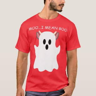 Koe Ghost Moo I Mean Boo Pumpkin Moon Halloween Fa T-shirt