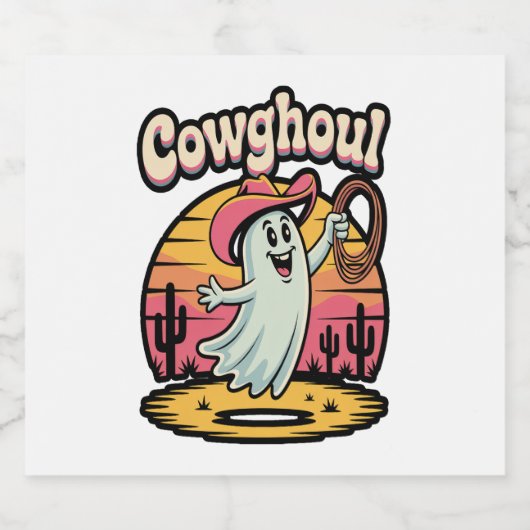 Koe Ghoul Halloween Spooky Sparkling Wijnetiket (Enkel label)