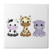 Koe giraffe hippo cartoon tegeltje (Voorkant)